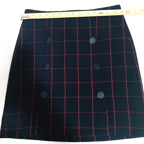 Ann Taylor LOFT Modern Button Plaid Skirt | 2 - Picture 6 of 7